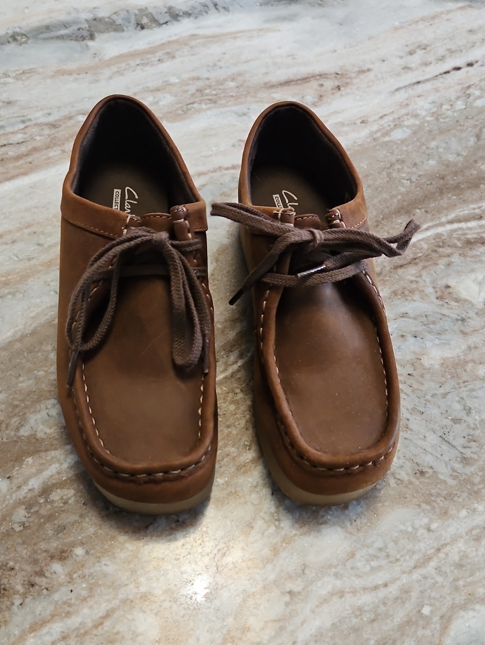 Clarks Men’s Brown Leather Boat Shoes with Moc Toe